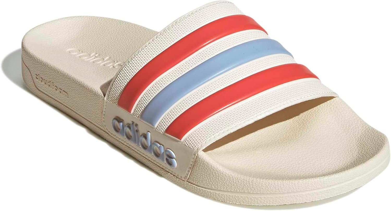 image:imageadidas Unisex Adult Adilette Shower Slide SandalOff WhiteGlow BluePreloved Scarlet
