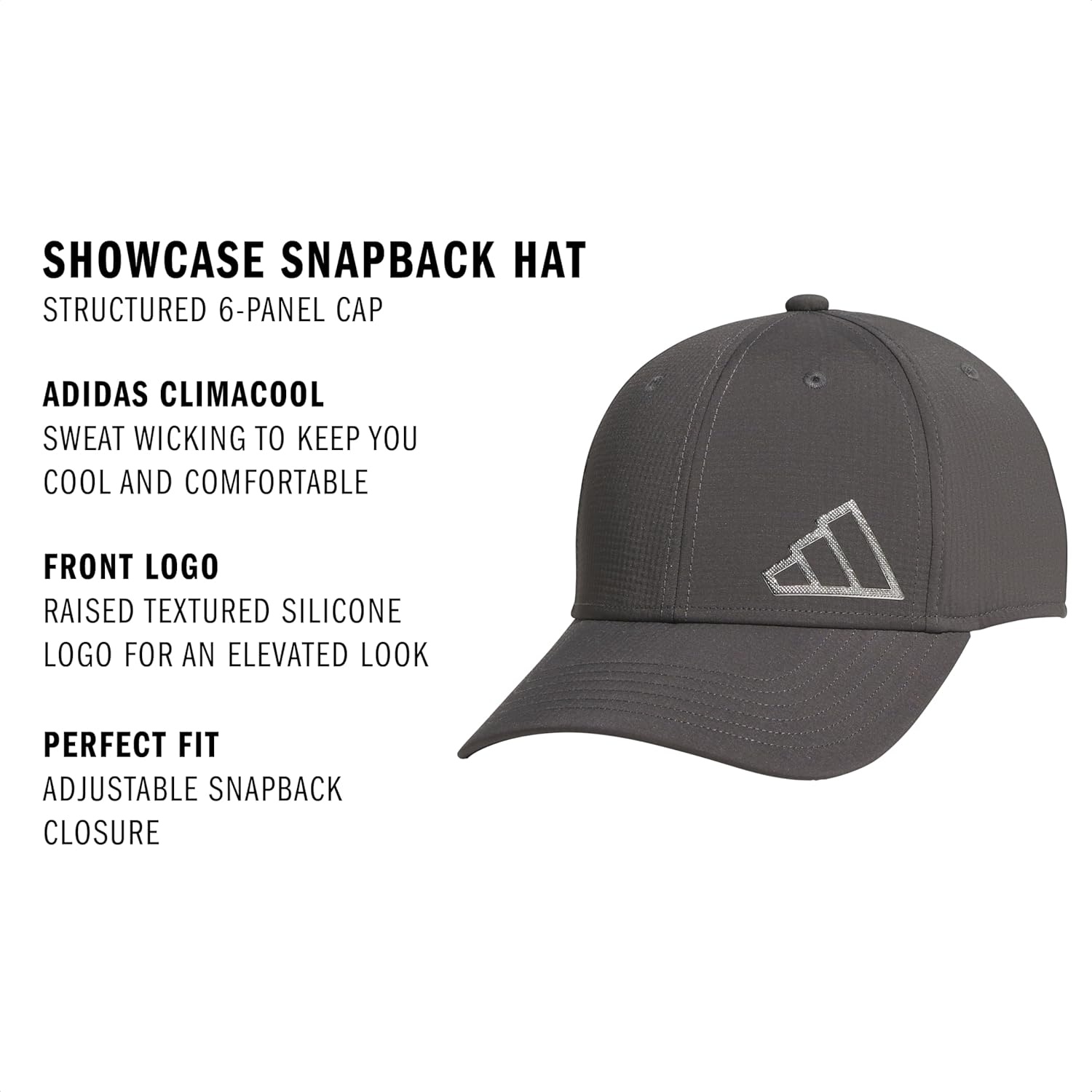 image:imageadidas Unisex Adult Showcase Hat Showcase Adjustable Athletic Sports CapGrey SixBlackBlack