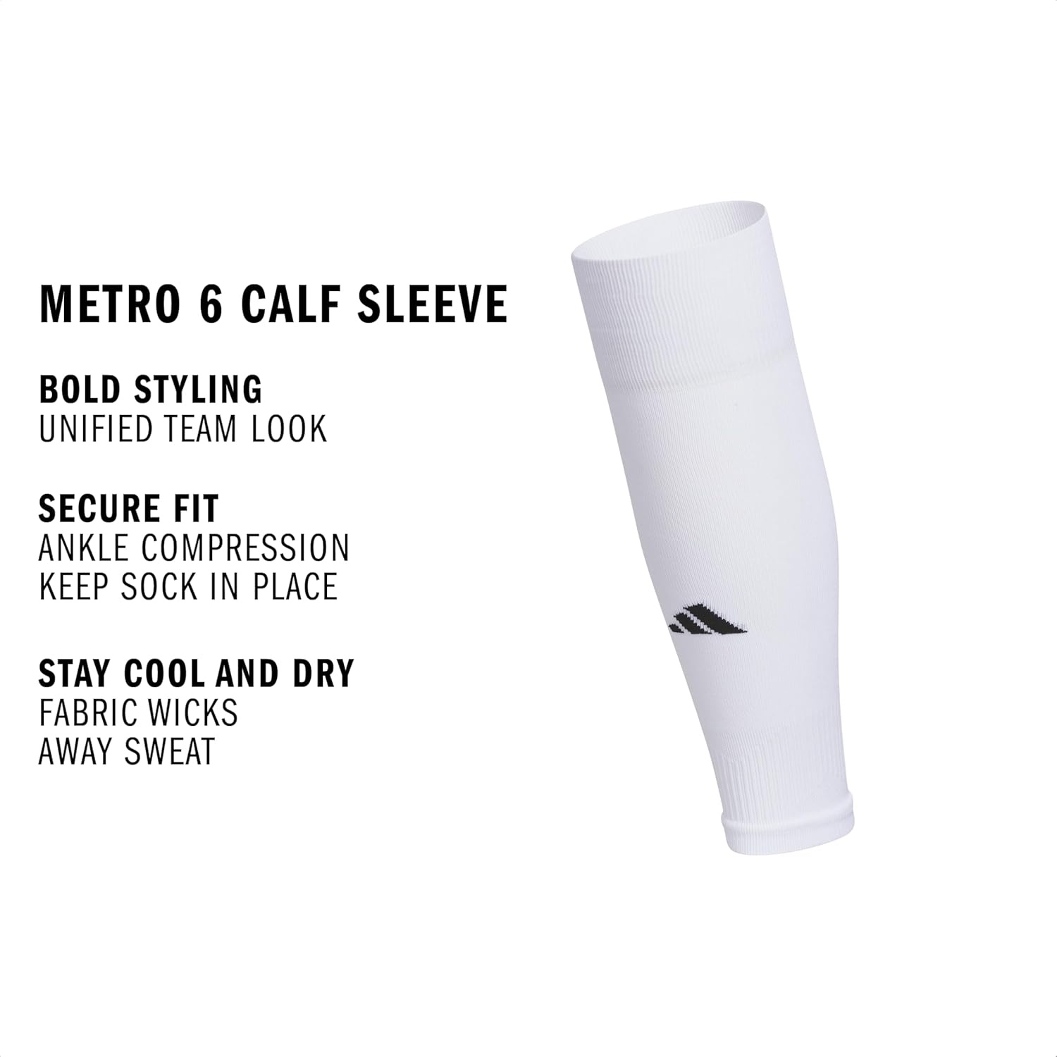 image:imageadidas Unisex Metro Soccer Socks or Calf Sleeves 1 Pair OvertheCalfWhiteBlackCalf Sleeve