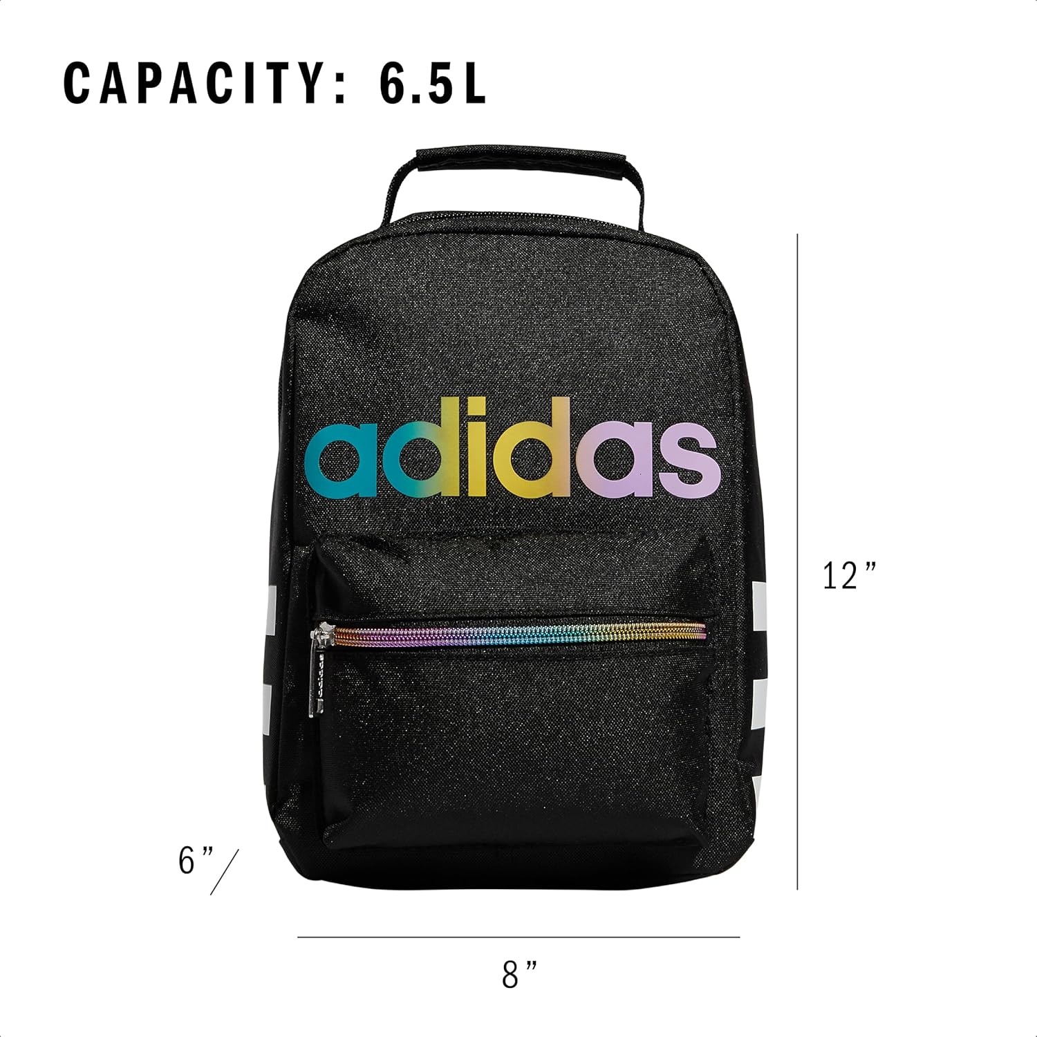 image:imageadidas Unisex Santiago Lunch Bag Cooler for Women and Men Insulated Food Container Box with Mesh PocketBlack Rainbow10