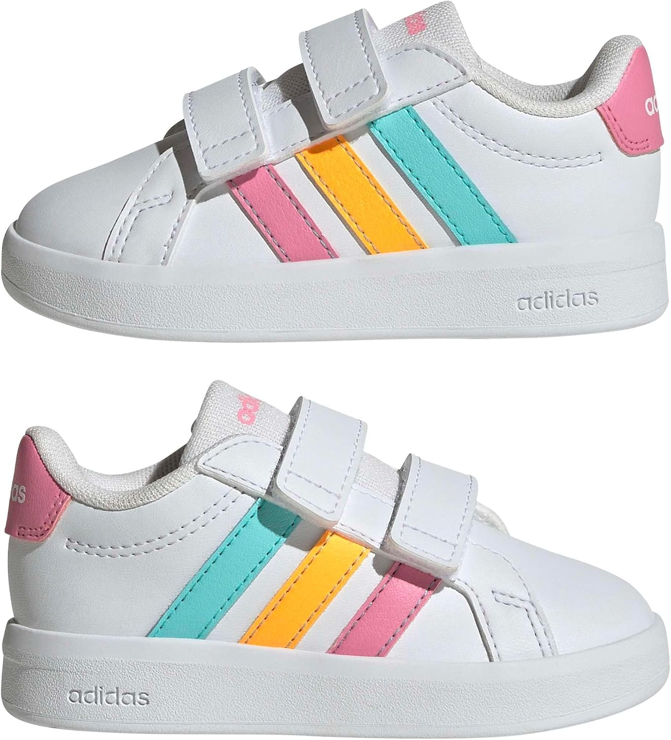 image:imageadidas UnisexBaby Grand Court 30 Hook amp LoopWhiteBliss PinkLucid Tangerine