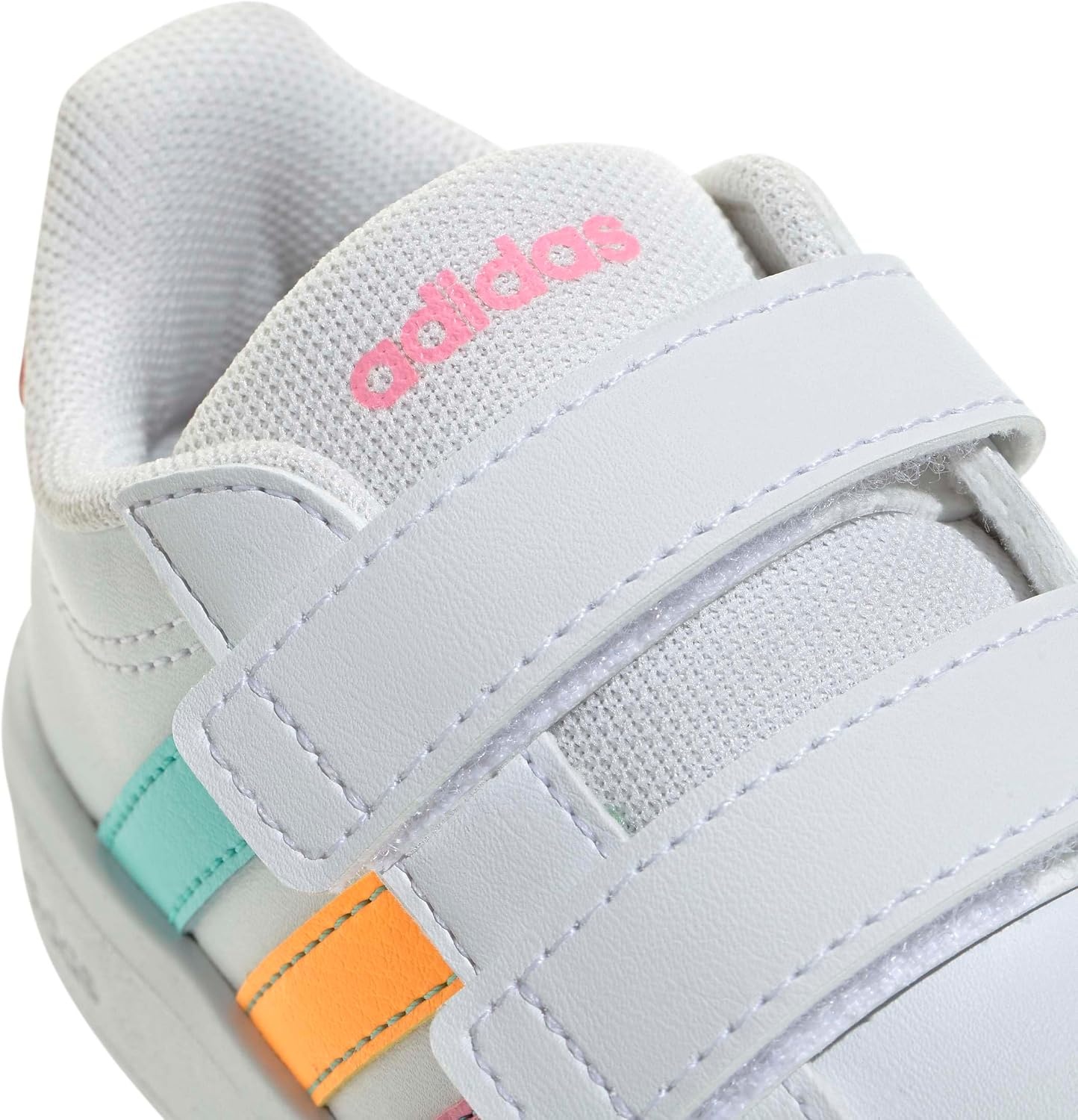 image:imageadidas UnisexBaby Grand Court 30 Hook amp LoopWhiteBliss PinkLucid Tangerine