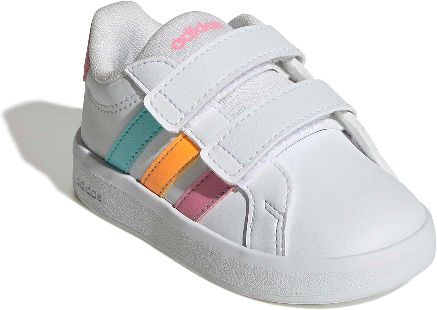 image:imageadidas UnisexBaby Grand Court 30 Hook amp LoopWhiteBliss PinkLucid Tangerine