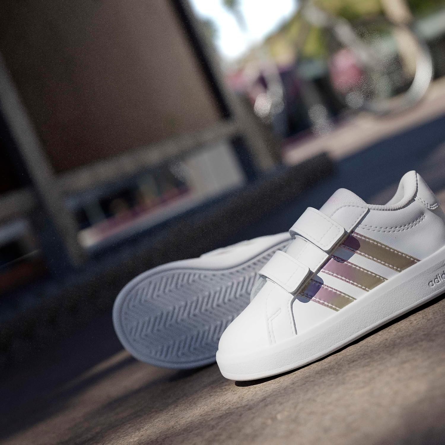 image:imageadidas UnisexBaby Grand Court 30 Hook amp LoopWhiteIridescentWhite