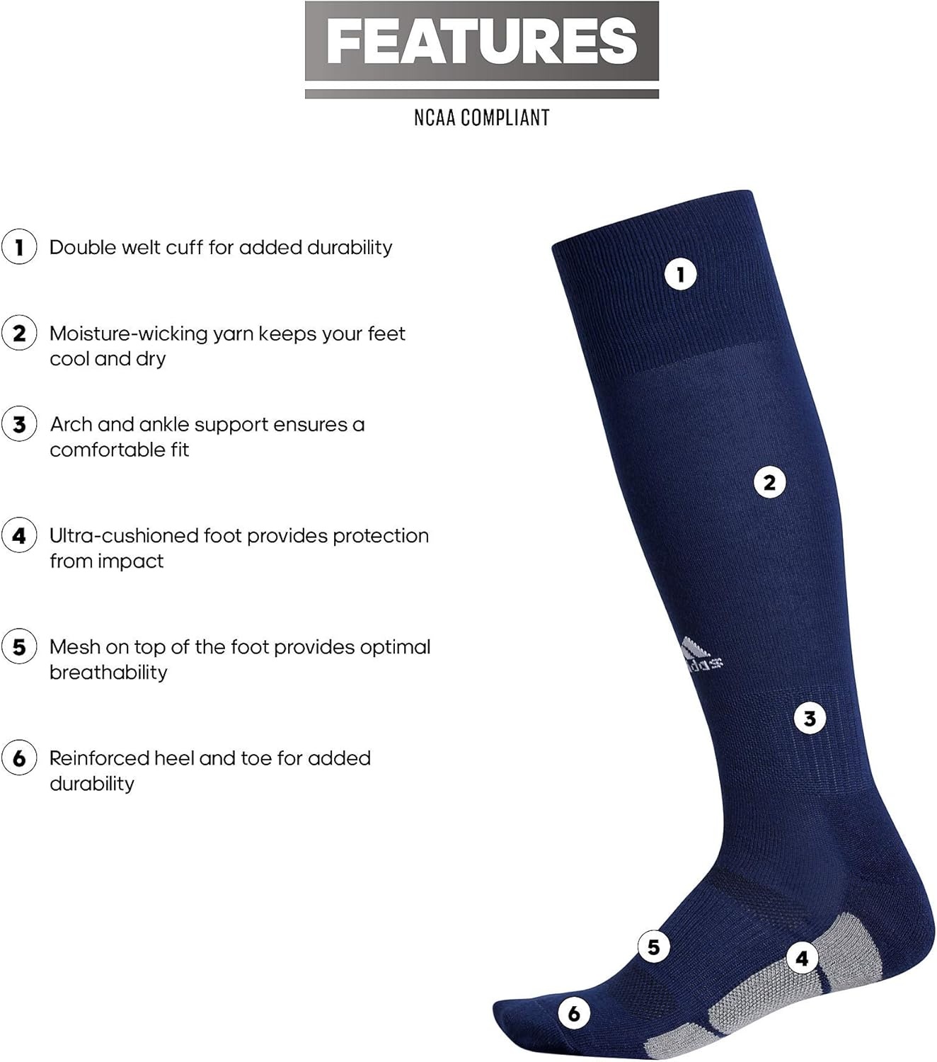 image:imageadidas Utility All Sport Socks for Men Women Youth Boys and Girls 1PackTeam Navy BlueLight Onix GreyWhite