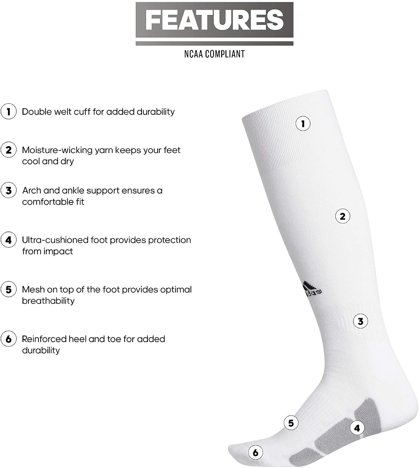 image:imageadidas Utility All Sport Socks for Men Women Youth Boys and Girls 1PackWhiteLight Onix GreyBlack