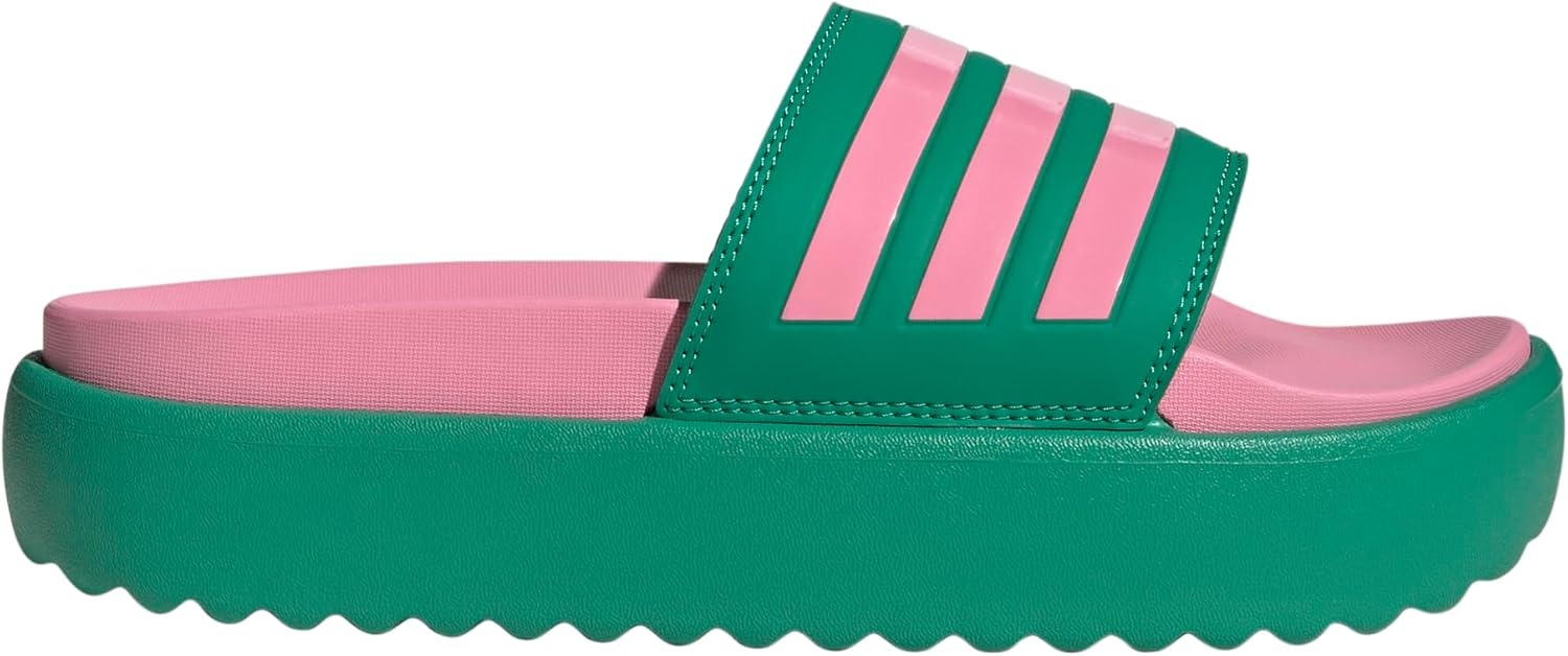 image:imageadidas Womens Adilette Platform Slide SandalsCourt GreenBliss PinkBliss Pink