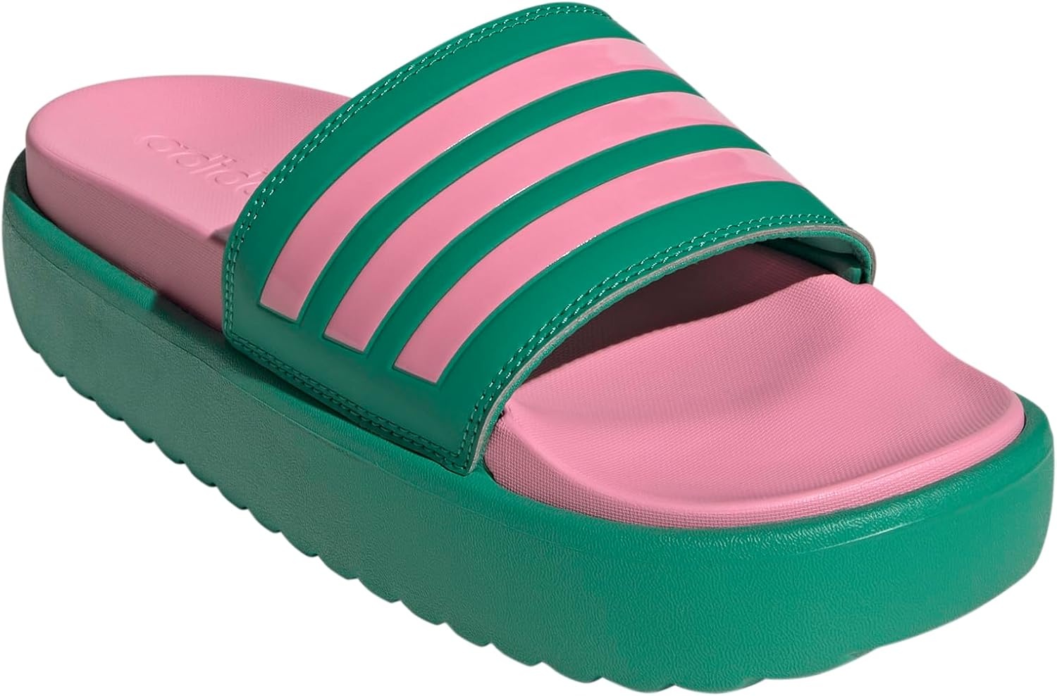 image:imageadidas Womens Adilette Platform Slide SandalsCourt GreenBliss PinkBliss Pink