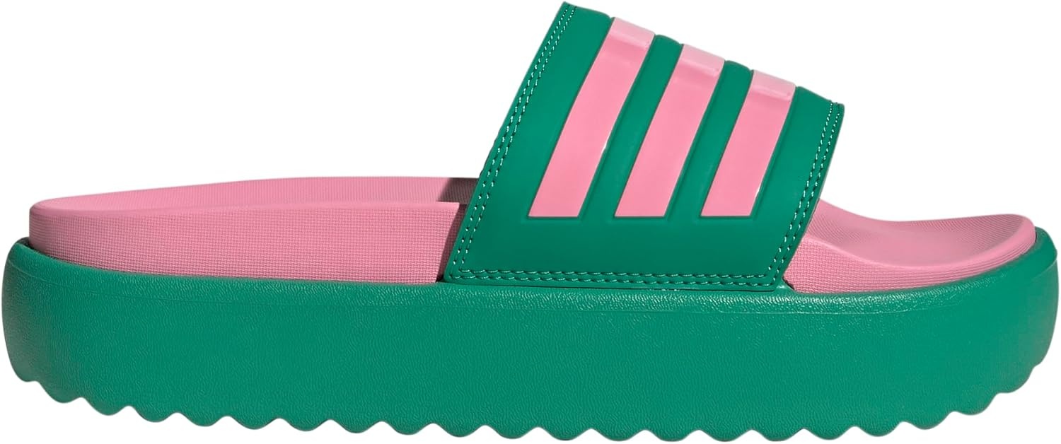 image:imageadidas Womens Adilette Platform Slide SandalsCourt GreenBliss PinkBliss Pink