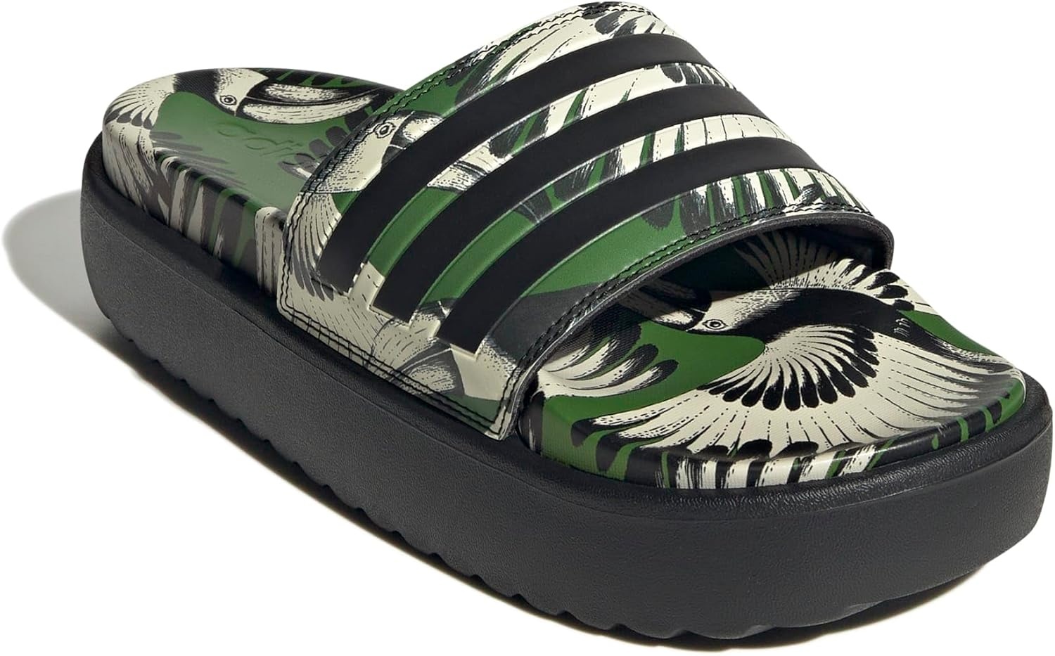 image:imageadidas Womens Adilette Platform Slide SandalsCrew GreenBlackBlack