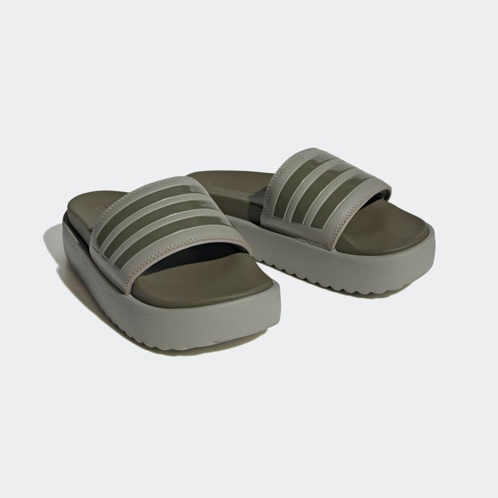 image:imageadidas Womens Adilette Platform Slide SandalsSilver PebbleOlive StrataSilver Pebble