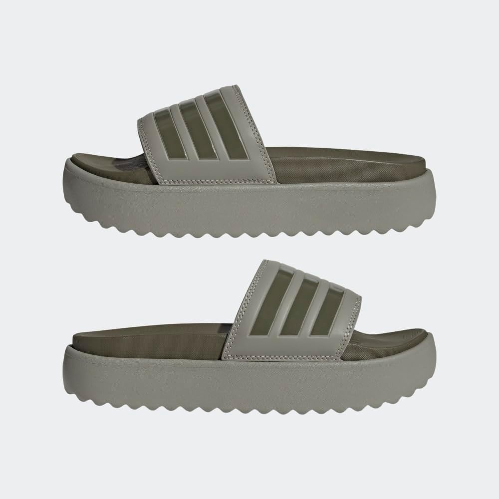 image:imageadidas Womens Adilette Platform Slide SandalsSilver PebbleOlive StrataSilver Pebble