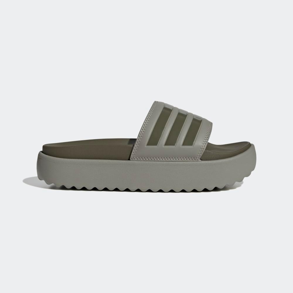 image:imageadidas Womens Adilette Platform Slide SandalsSilver PebbleOlive StrataSilver Pebble