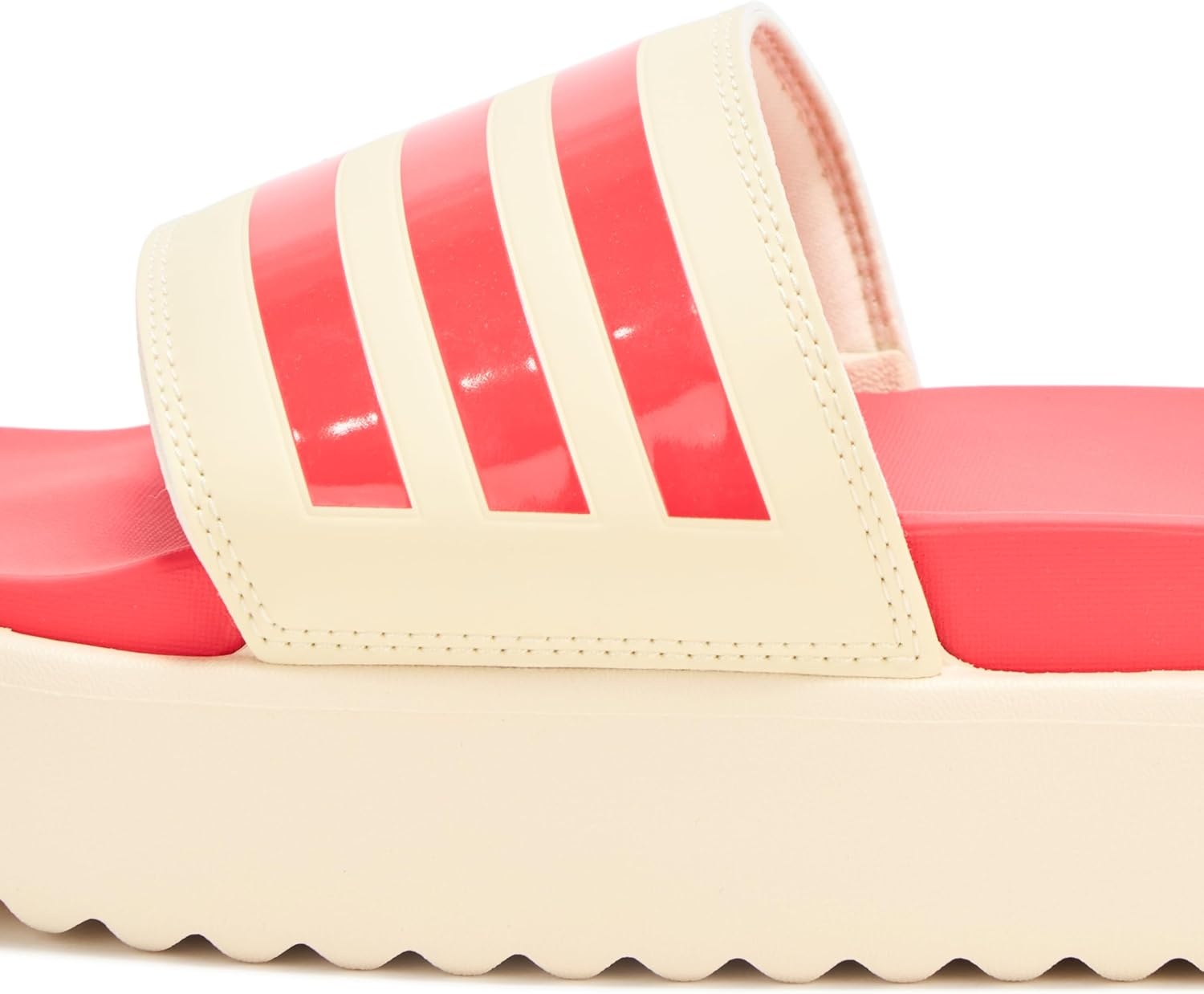 image:imageadidas Womens Adilette Platform Slide SandalsWarm VanillaSemi Lucid RedSemi Lucid Red
