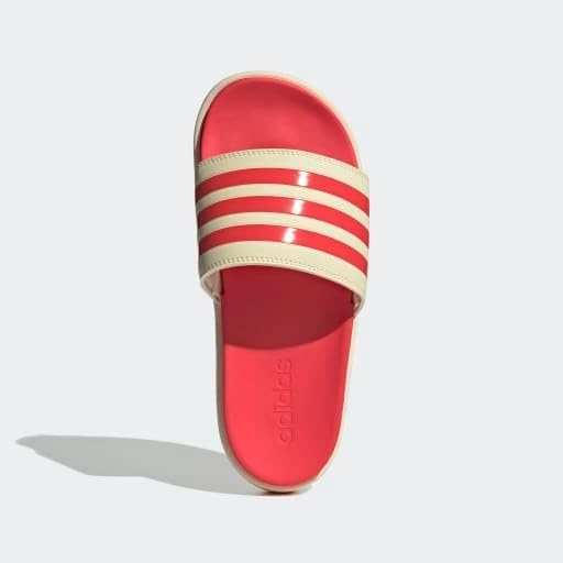 image:imageadidas Womens Adilette Platform Slide SandalsWarm VanillaSemi Lucid RedSemi Lucid Red