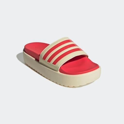 image:imageadidas Womens Adilette Platform Slide SandalsWarm VanillaSemi Lucid RedSemi Lucid Red