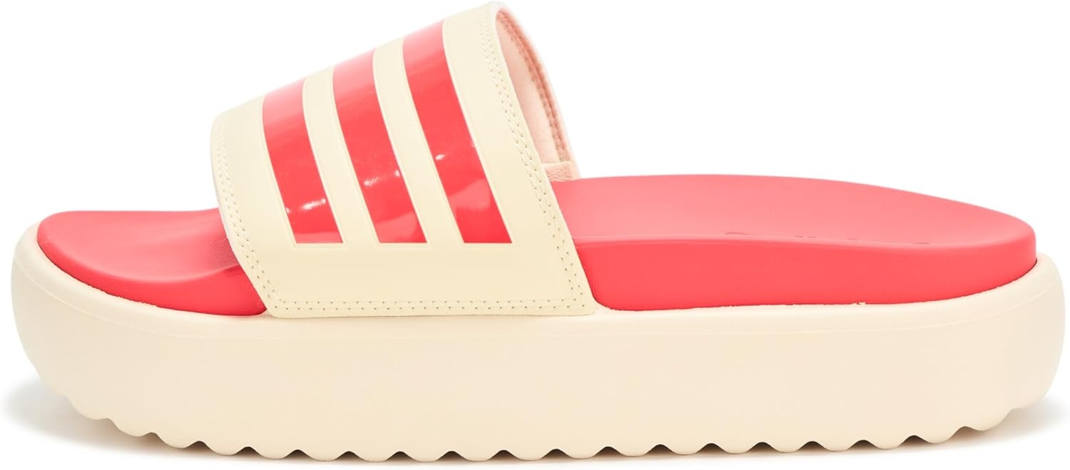 image:imageadidas Womens Adilette Platform Slide SandalsWarm VanillaSemi Lucid RedSemi Lucid Red