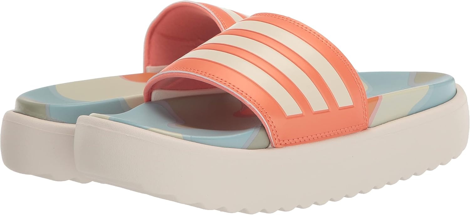 image:imageadidas Womens Adilette Platform Slide SandalsWhiteWhiteSemi Coral