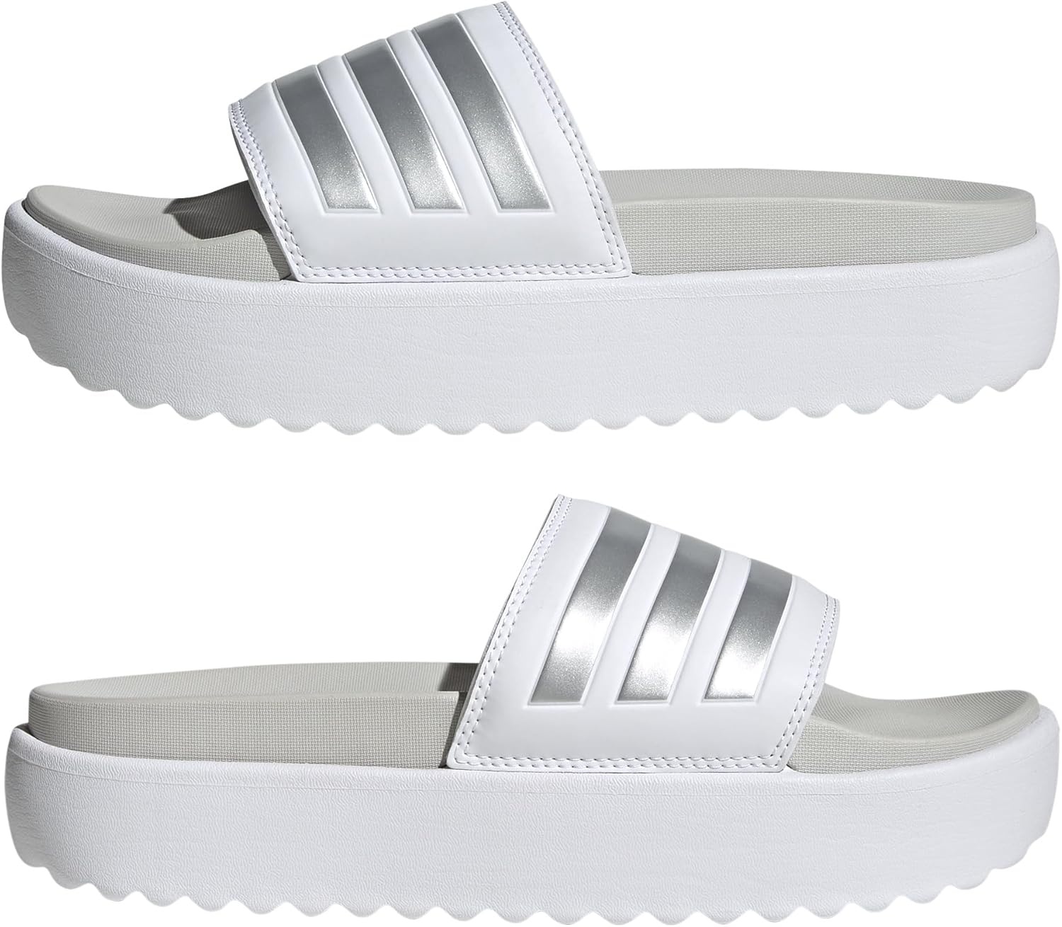 image:imageadidas Womens Adilette Platform Slide SandalsWhiteZero MetallicGrey