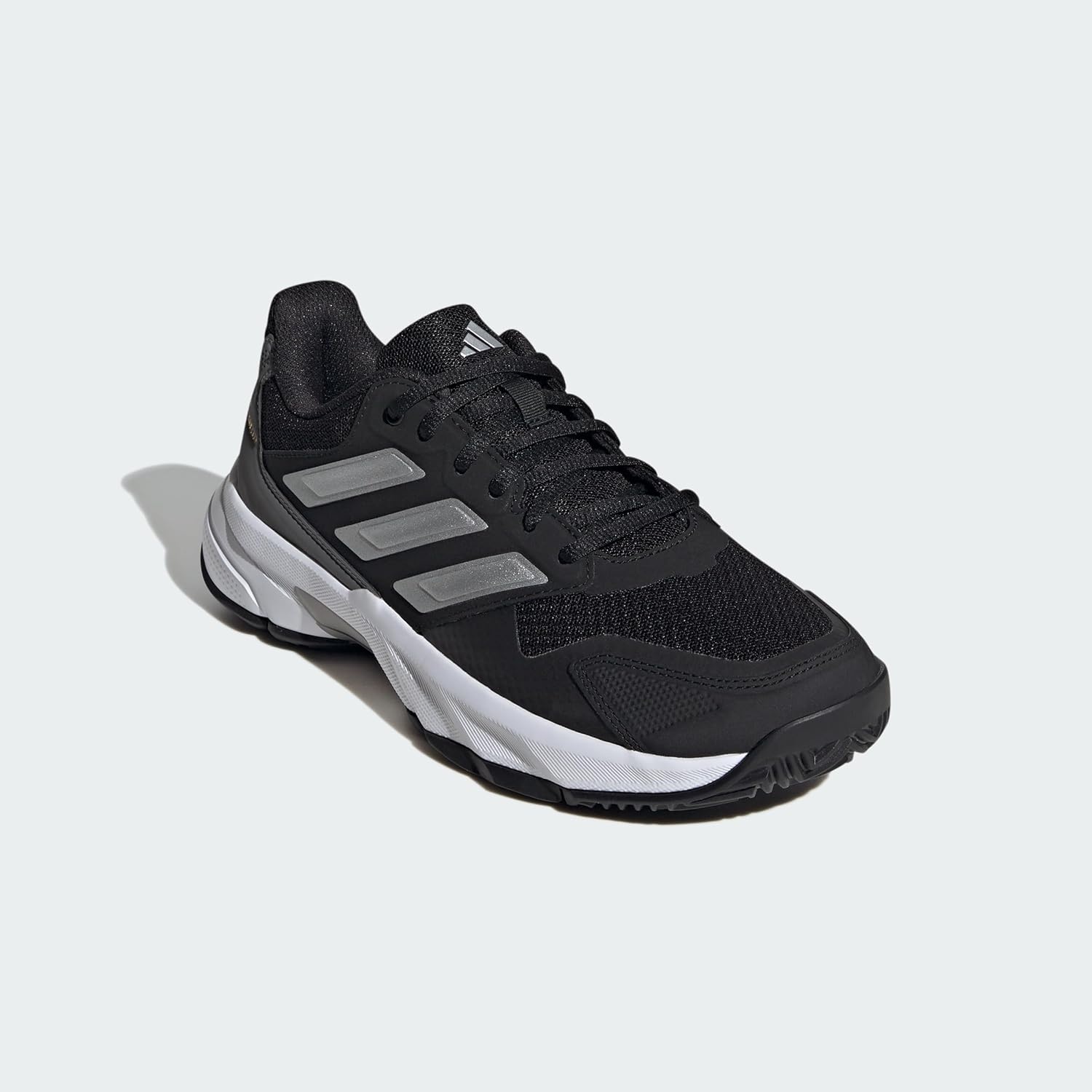 image:imageadidas Womens Courtjam Control 3 Tennis Sneakers Shoes WhiteBlackSilver MetallicGrey