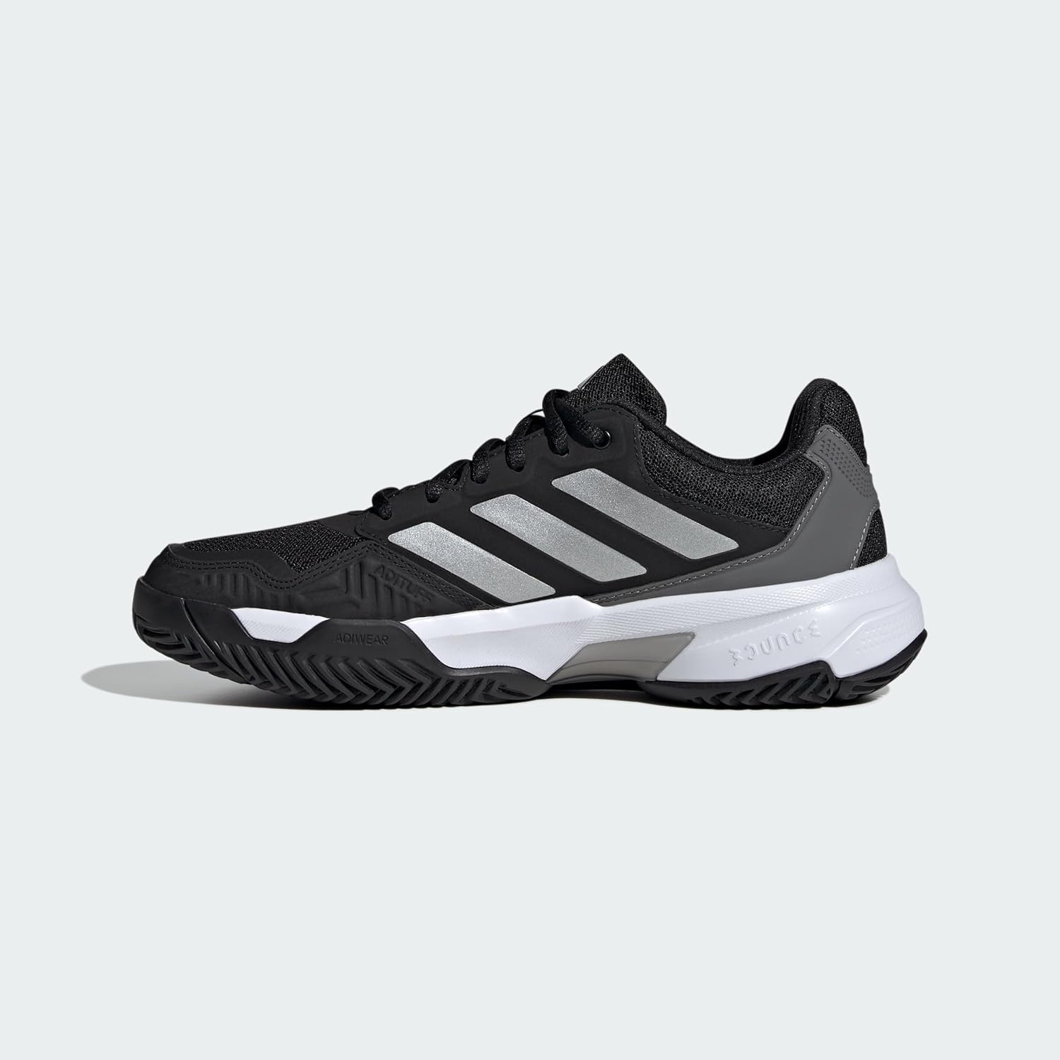 image:imageadidas Womens Courtjam Control 3 Tennis Sneakers Shoes WhiteBlackSilver MetallicGrey