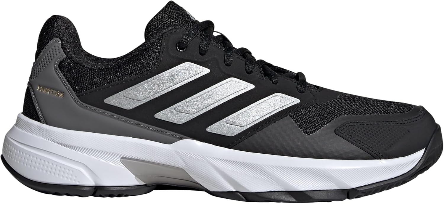 image:imageadidas Womens Courtjam Control 3 Tennis Sneakers Shoes WhiteBlackSilver MetallicGrey