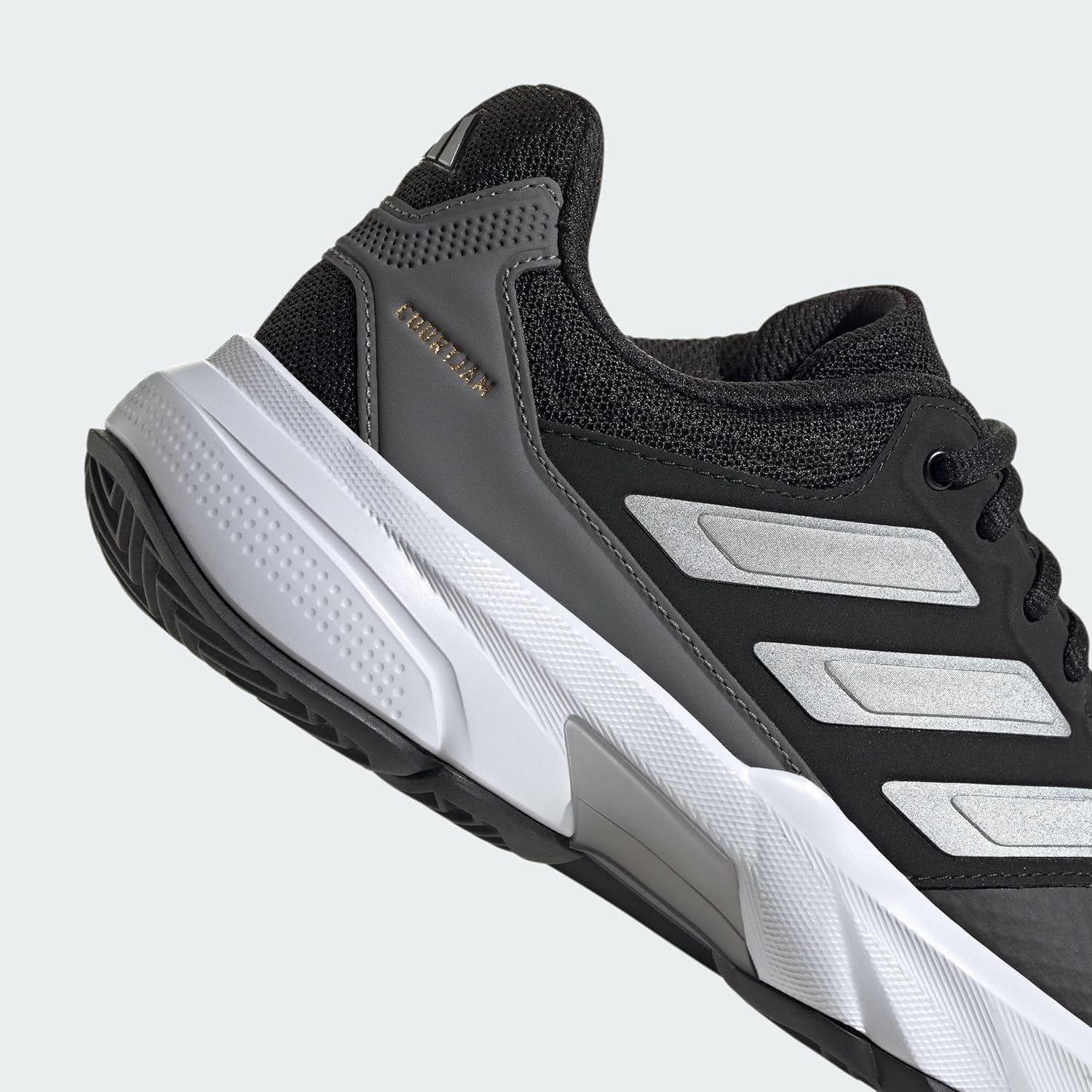 image:imageadidas Womens Courtjam Control 3 Tennis Sneakers Shoes WhiteBlackSilver MetallicGrey