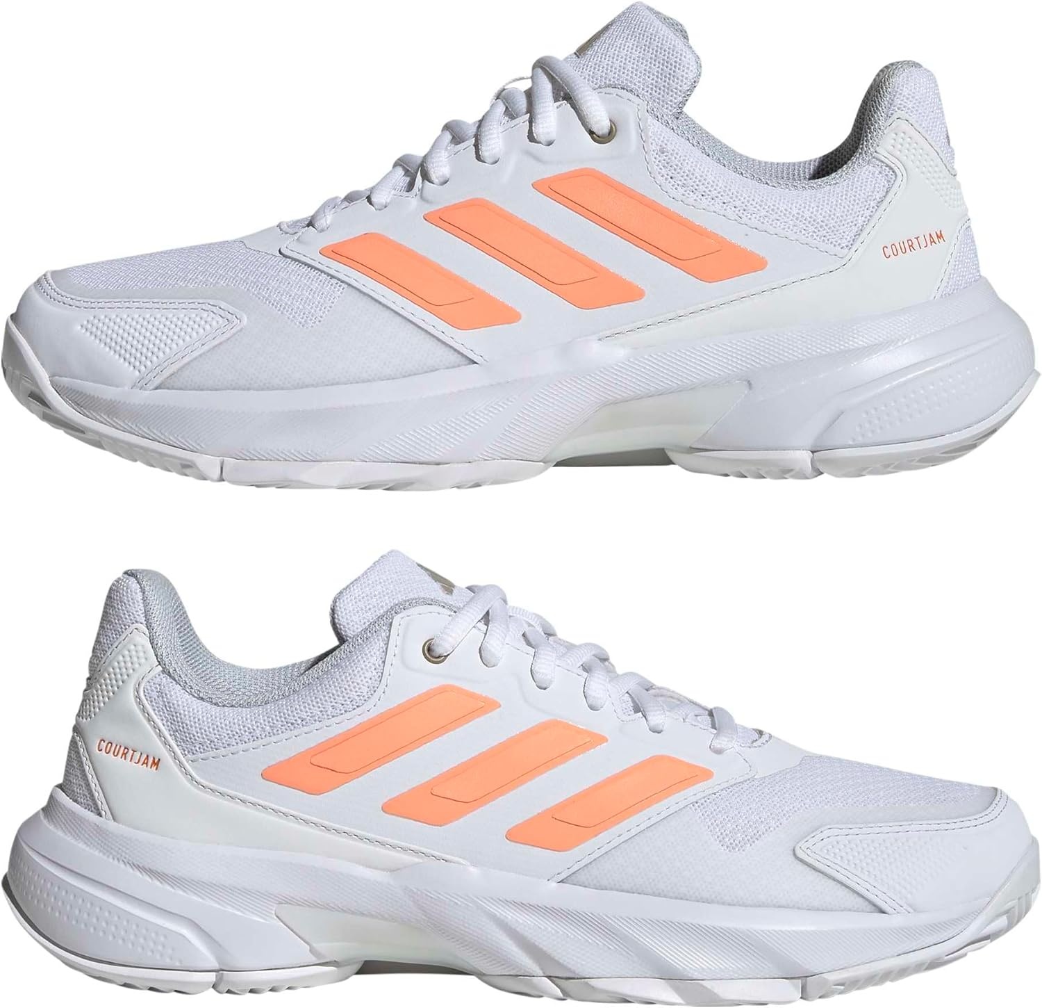 image:imageadidas Womens Courtjam Control 3 Tennis Sneakers Shoes WhiteWhiteBeam OrangeCrystal White
