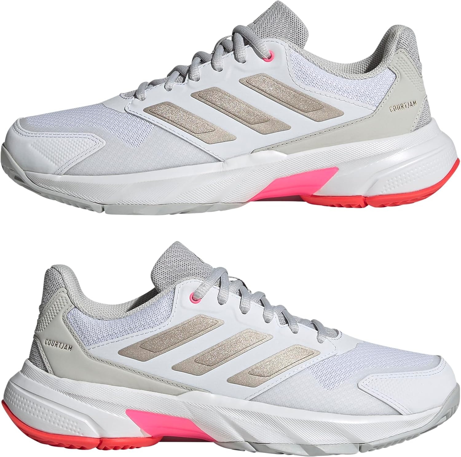 image:imageadidas Womens Courtjam Control 3 Tennis Sneakers Shoes WhiteWhiteIron MetallicLucid Red