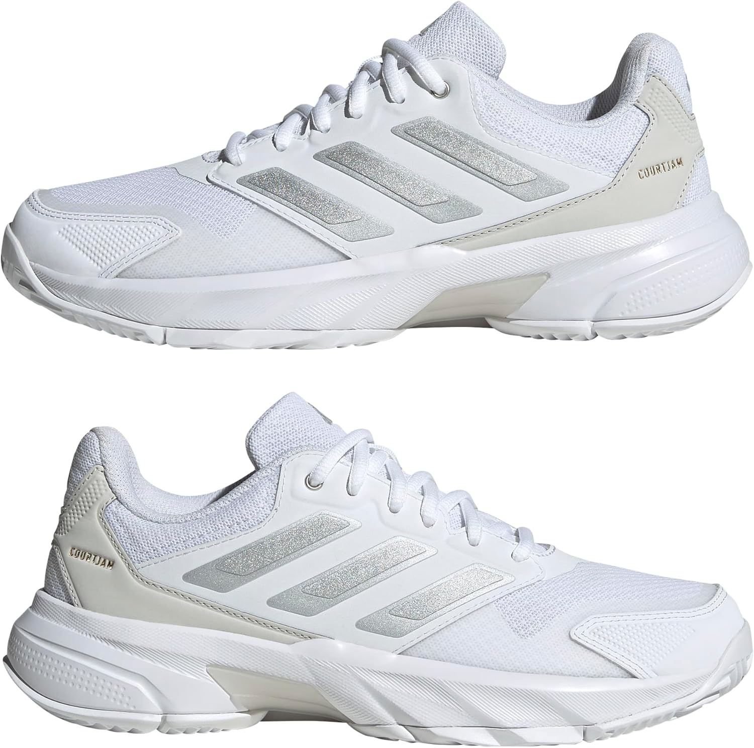 image:imageadidas Womens Courtjam Control 3 Tennis Sneakers Shoes WhiteWhiteSilver MetallicGrey