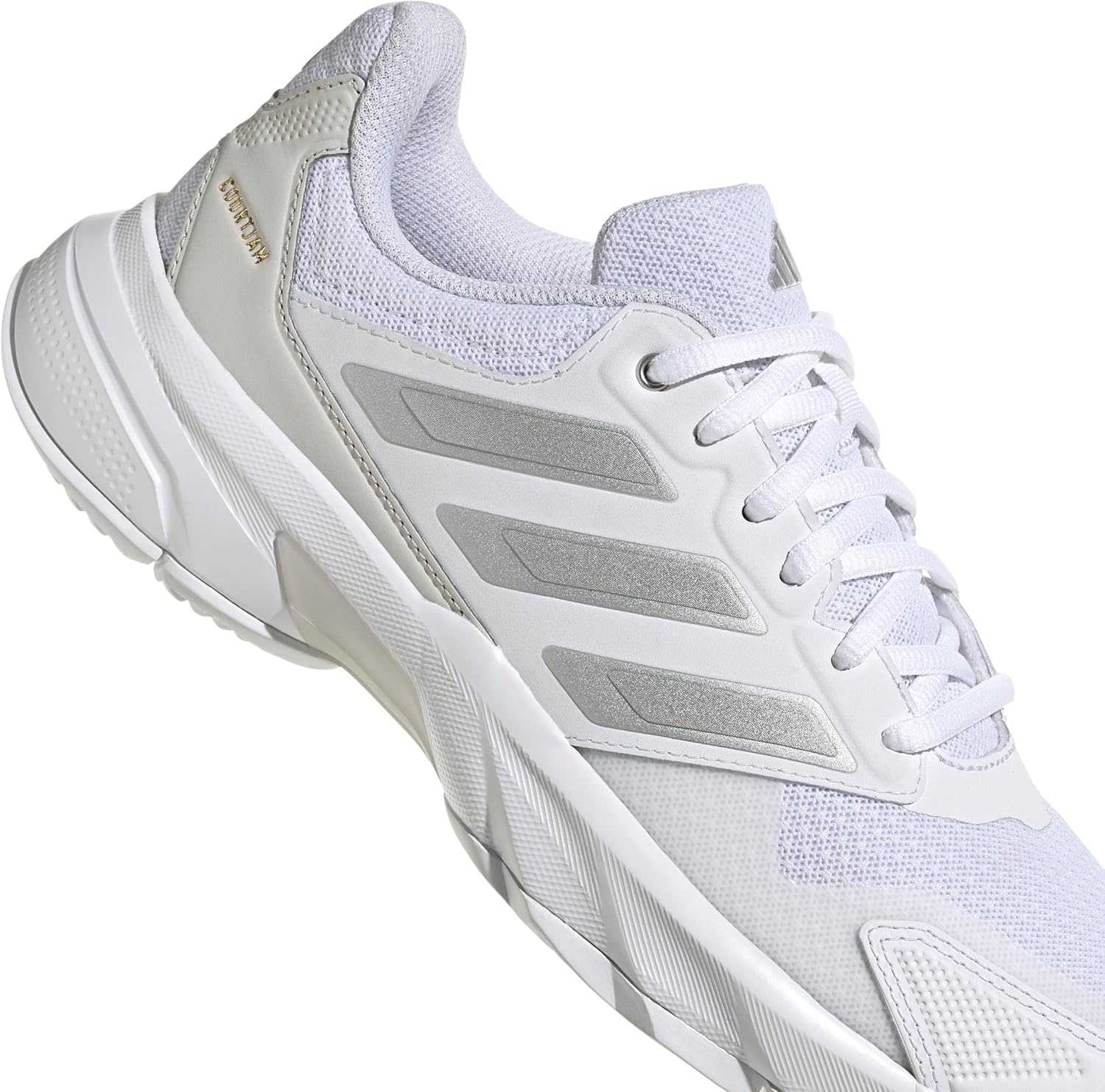 image:imageadidas Womens Courtjam Control 3 Tennis Sneakers Shoes WhiteWhiteSilver MetallicGrey