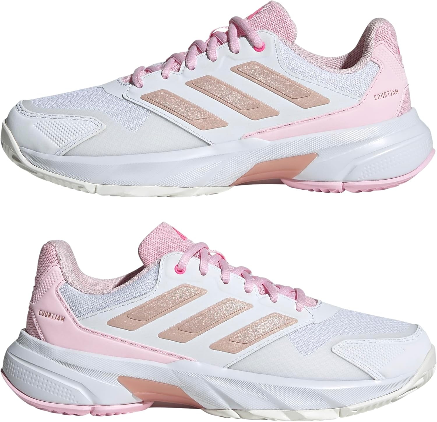 image:imageadidas Womens Courtjam Control 3 Tennis Sneakers Shoes WhiteWhiteSilver MetallicLucid Pink