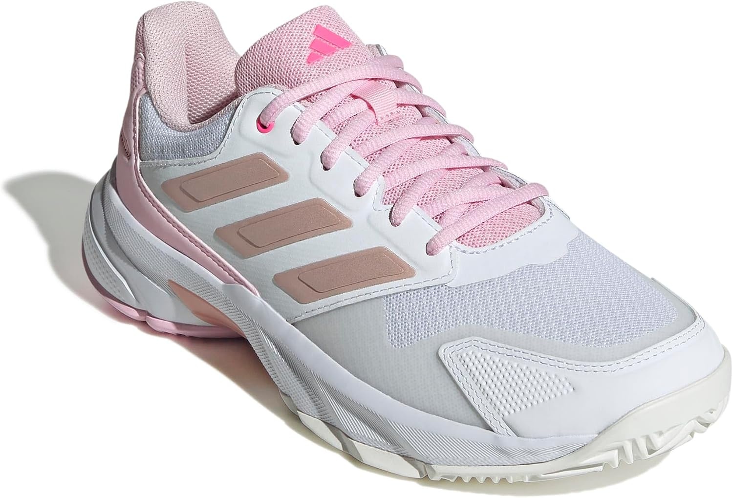 image:imageadidas Womens Courtjam Control 3 Tennis Sneakers Shoes WhiteWhiteSilver MetallicLucid Pink