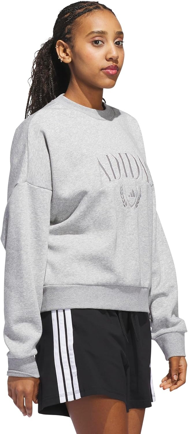 image:imageadidas Womens Cozy Holiday Graphic SweatshirtMedium Grey Heather