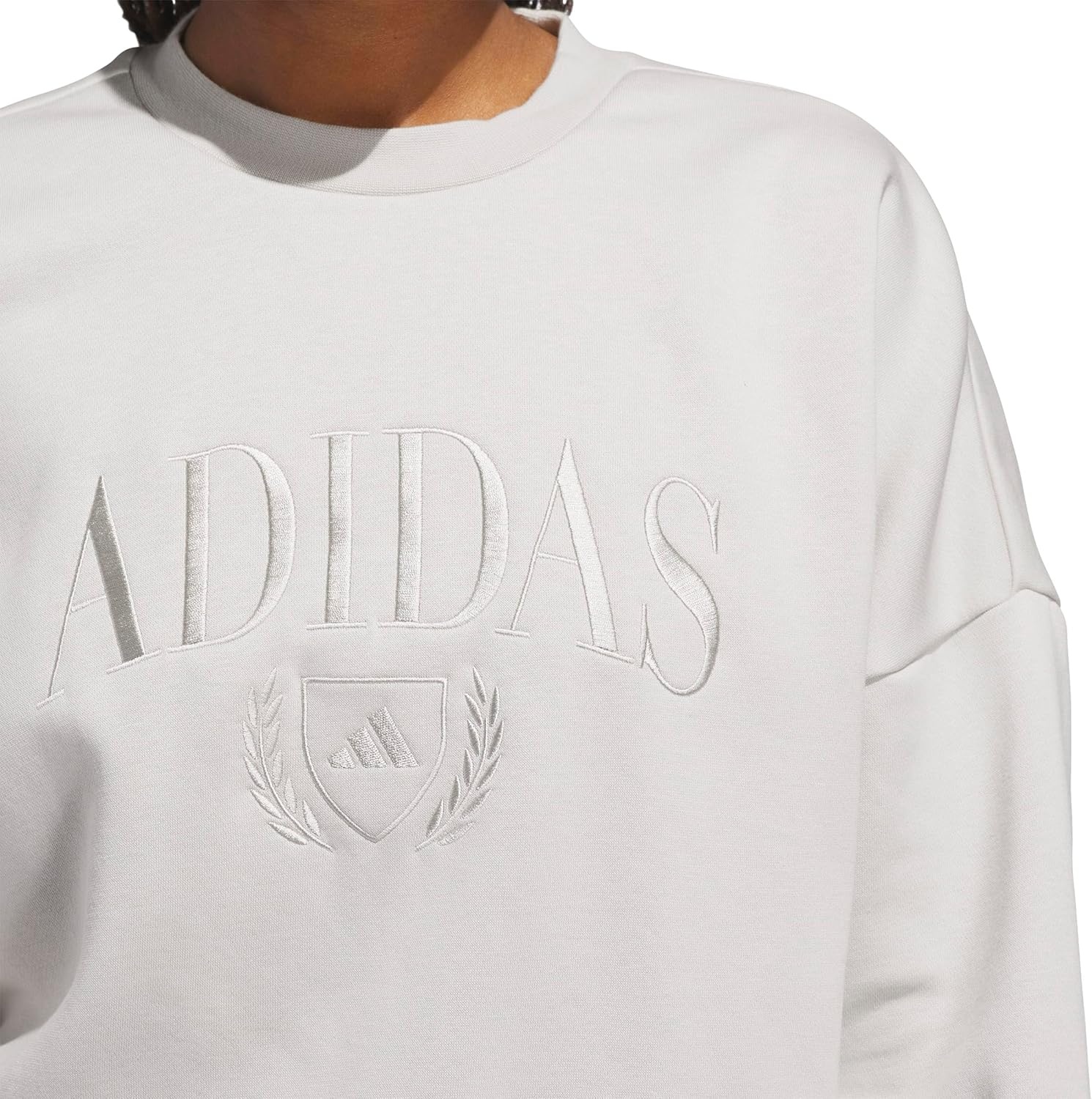 image:imageadidas Womens Cozy Holiday Graphic SweatshirtWonder Alumina
