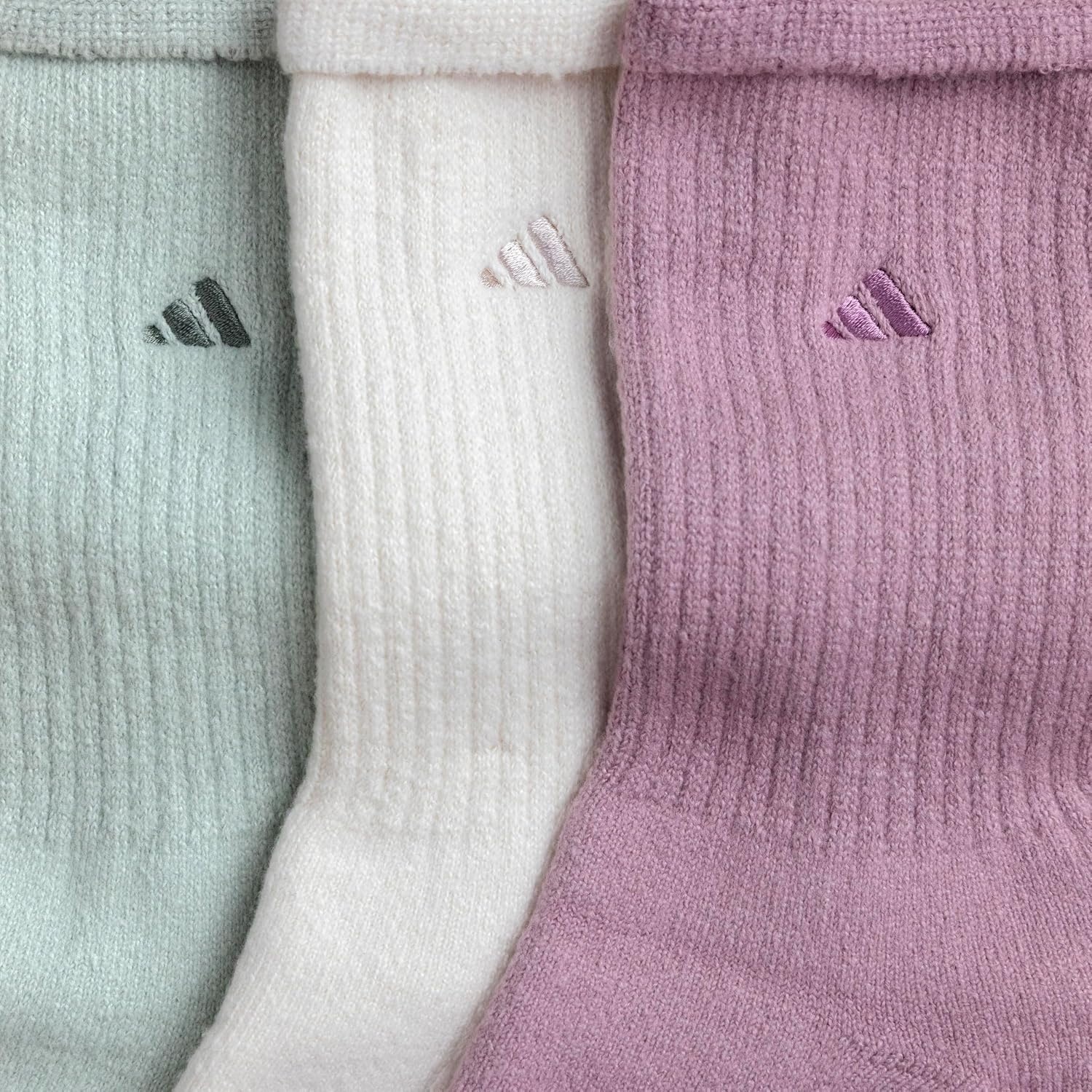 image:imageadidas Womens Cushioned Comfort Socks 3 Pairs Super Soft amp CozyCrew3Halo GreenWonder WhiteMagic Mauve Purple