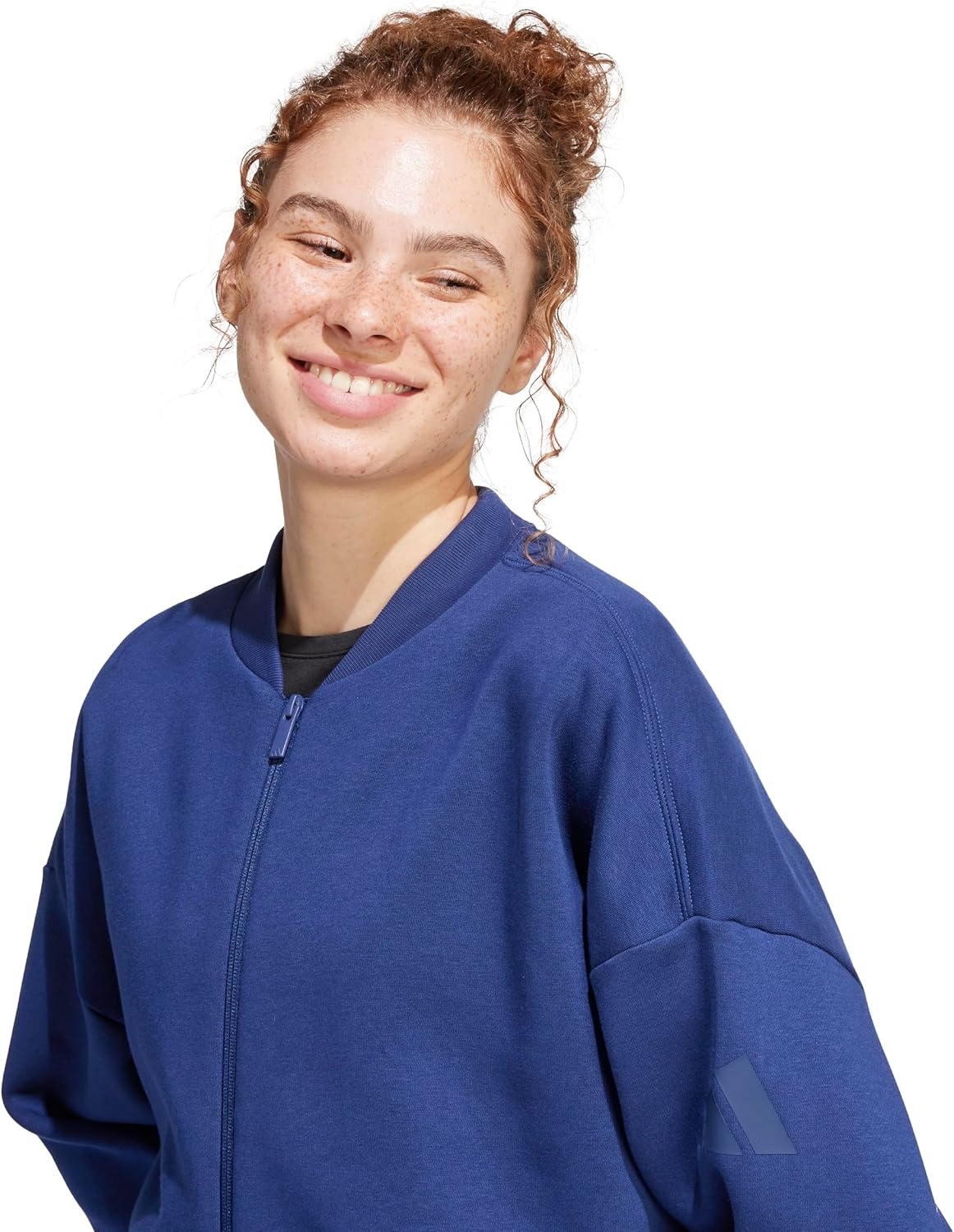 image:imageadidas Womens Essentials Contemporary Logo Bomber JacketDark Blue