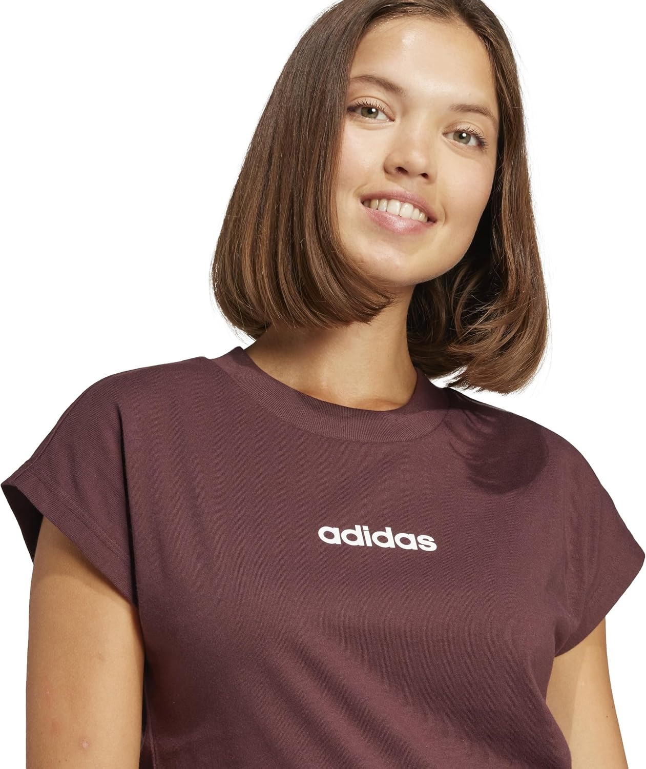 image:imageadidas Womens Essentials Linear Cotton TShirtAurora RubyWhite
