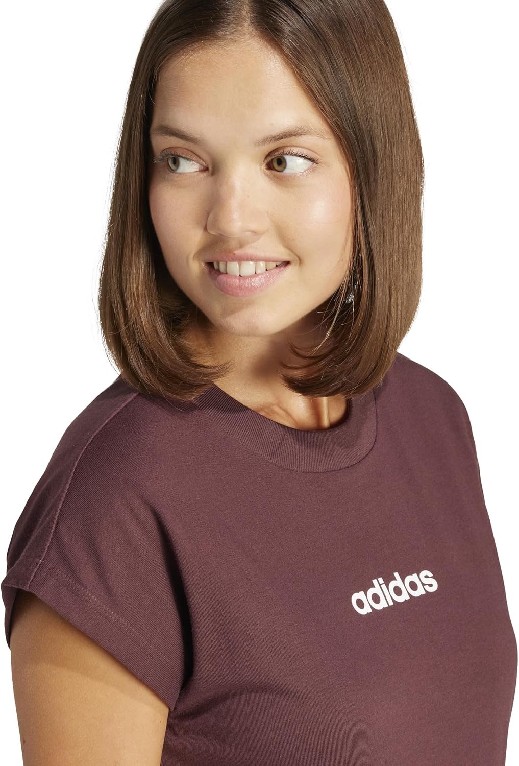 image:imageadidas Womens Essentials Linear Cotton TShirtAurora RubyWhite
