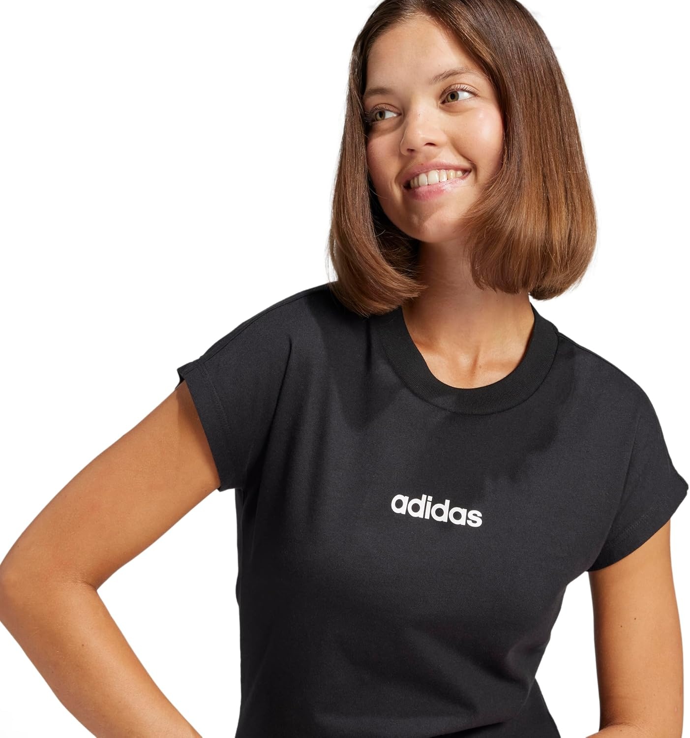 image:imageadidas Womens Essentials Linear Cotton TShirtBlackWhite
