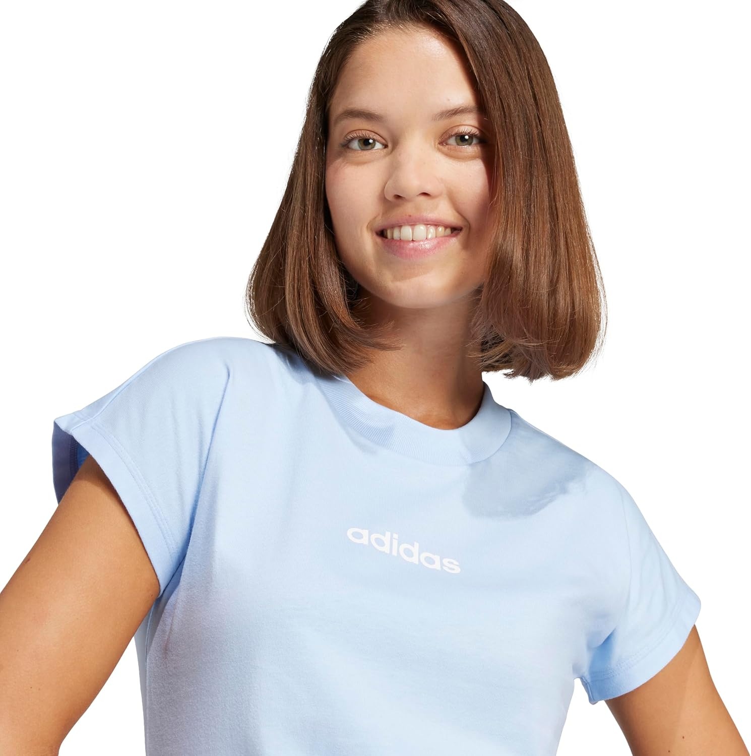 image:imageadidas Womens Essentials Linear Cotton TShirtBlueWhite