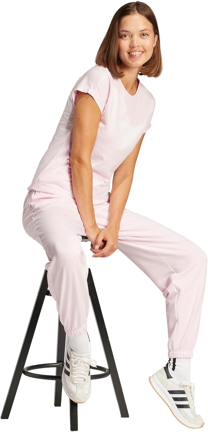 image:imageadidas Womens Essentials Linear Cotton TShirtClear PinkWhite
