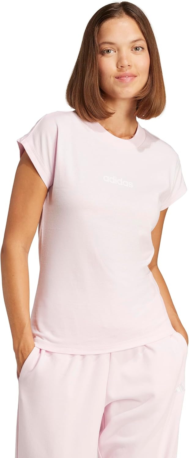 image:imageadidas Womens Essentials Linear Cotton TShirtClear PinkWhite