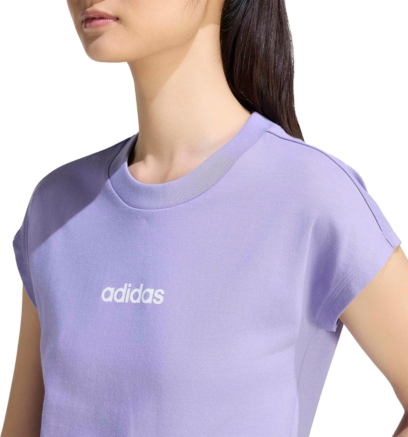 image:imageadidas Womens Essentials Linear Cotton TShirtMagic LilacWhite