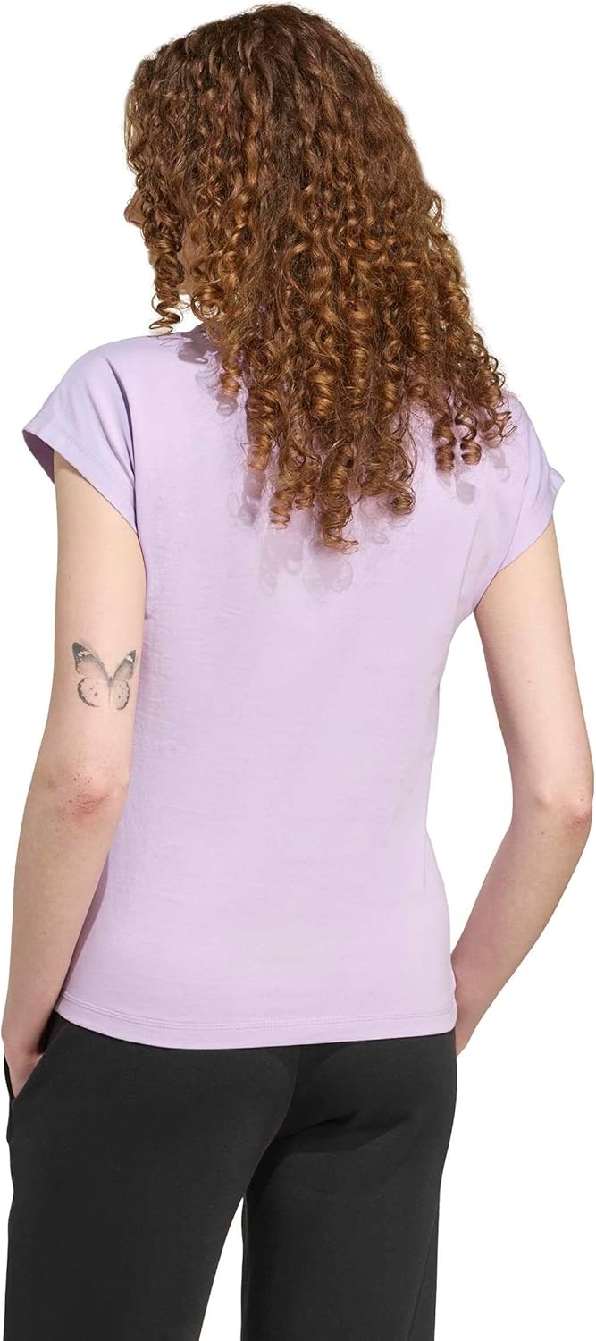 image:imageadidas Womens Essentials Linear Cotton TShirtPowder PlumWhite
