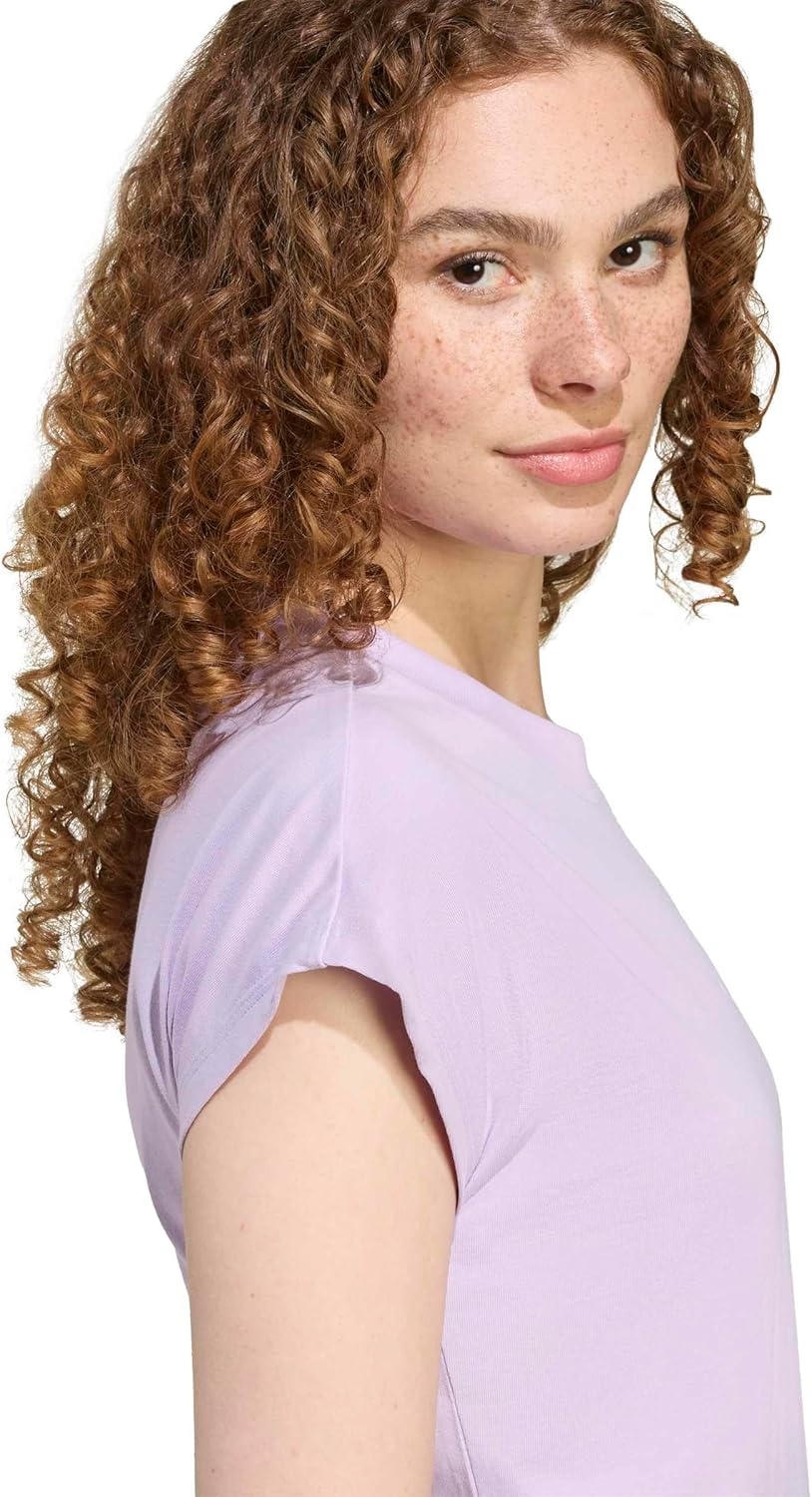 image:imageadidas Womens Essentials Linear Cotton TShirtPowder PlumWhite