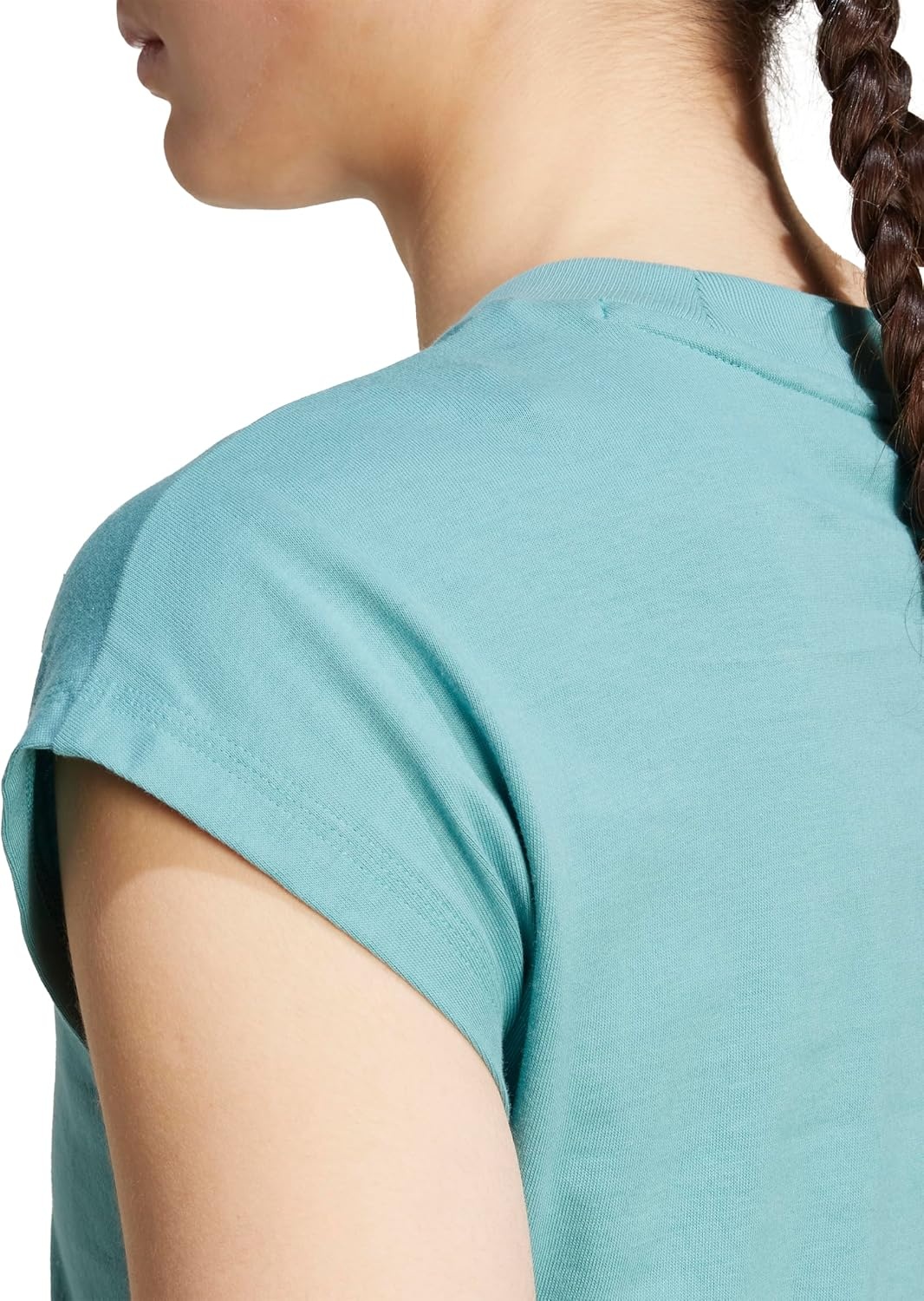 image:imageadidas Womens Essentials Linear Cotton TShirtPowder TealWhite