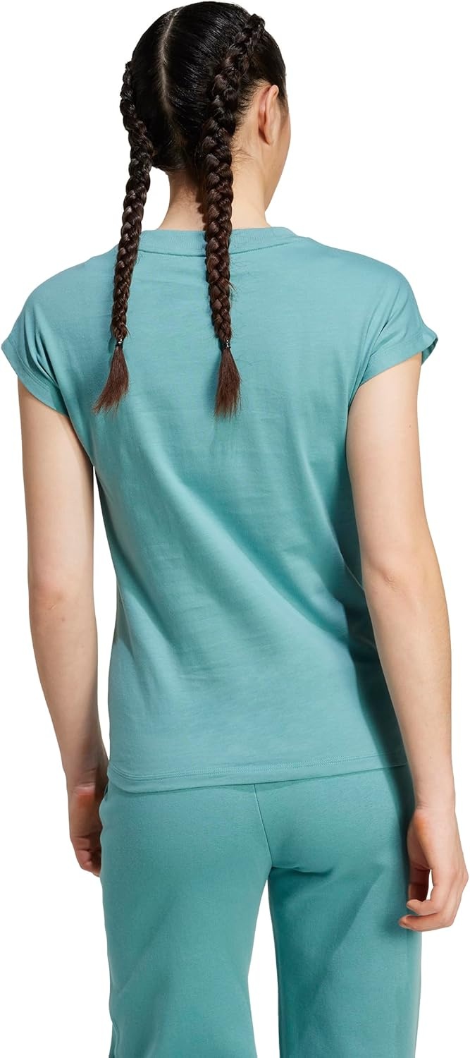 image:imageadidas Womens Essentials Linear Cotton TShirtPowder TealWhite
