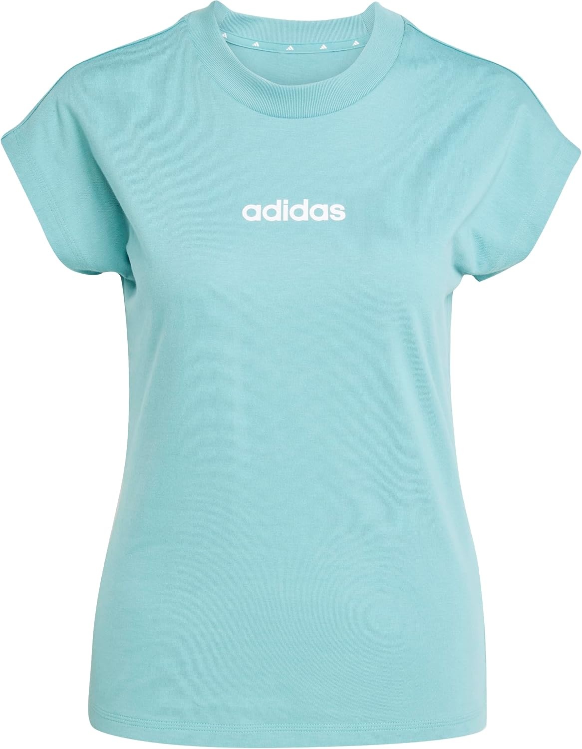 image:imageadidas Womens Essentials Linear Cotton TShirtPowder TealWhite
