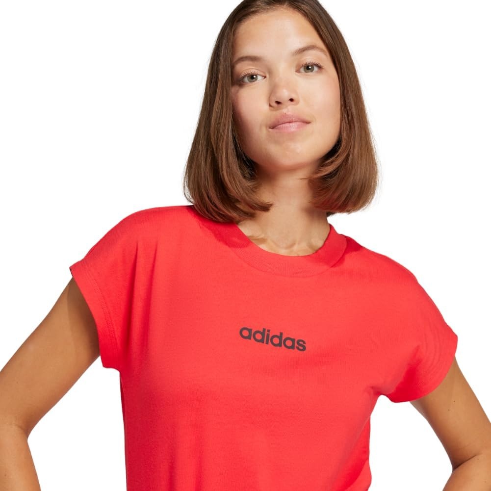 image:imageadidas Womens Essentials Linear Cotton TShirtPure RubyBlack